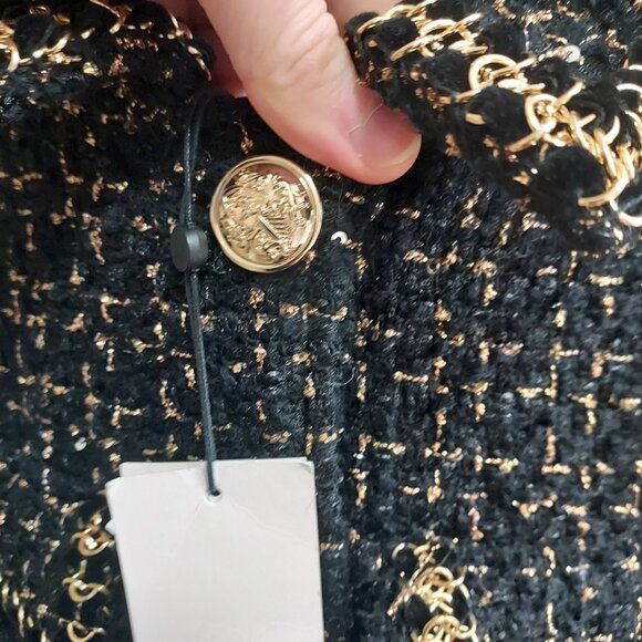 Cinq a Sept Sasha Black Gold Tweed Blazer Mini Dress - Picture 6 of 11